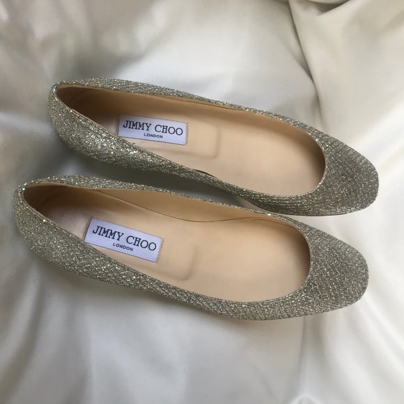 JIMMY CHOO silver glitter finlay flats - Picture 6 of 10
